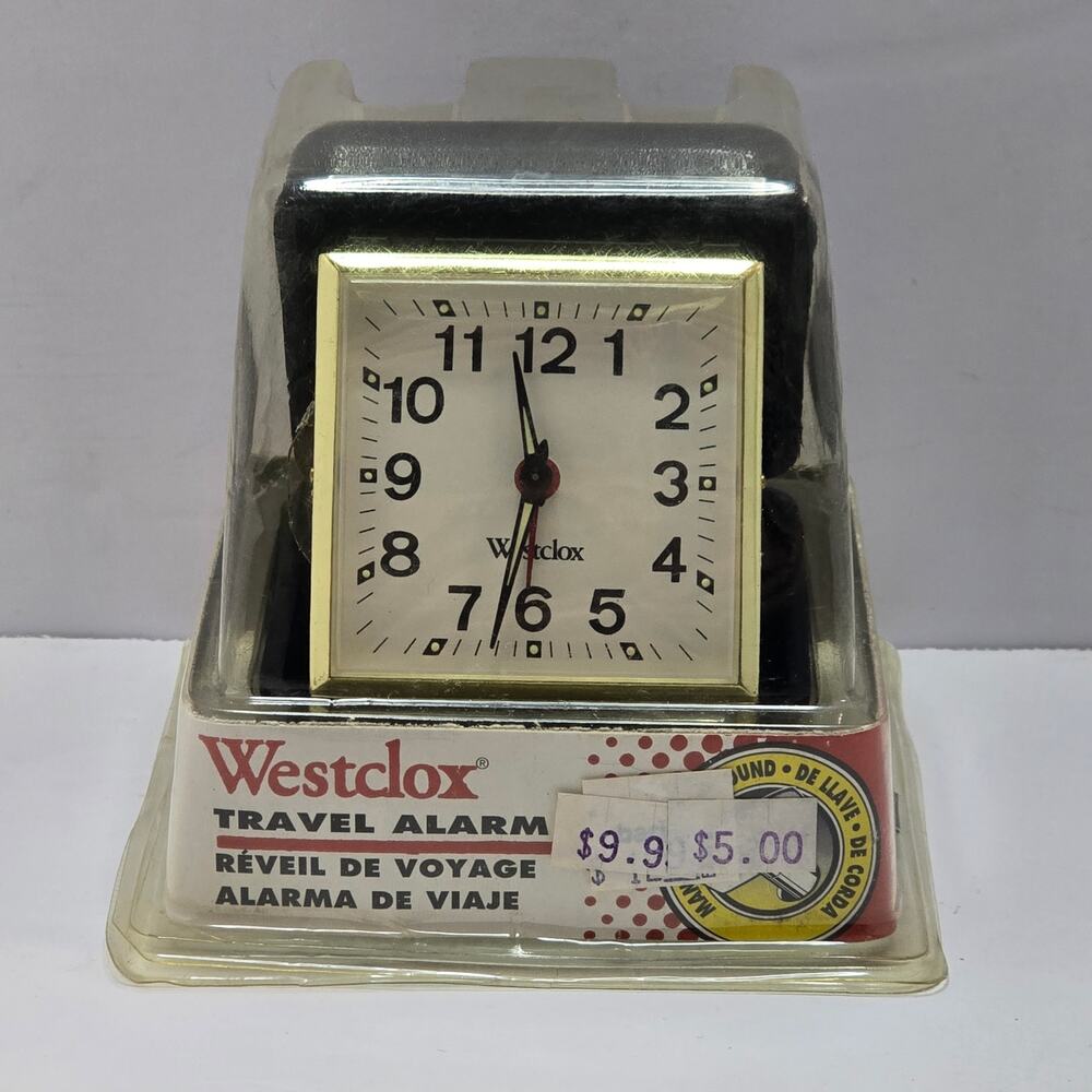 Westclox Tourino 44531 Travel Alarm Clock NOS Sealed Wind Up Black Luminous
